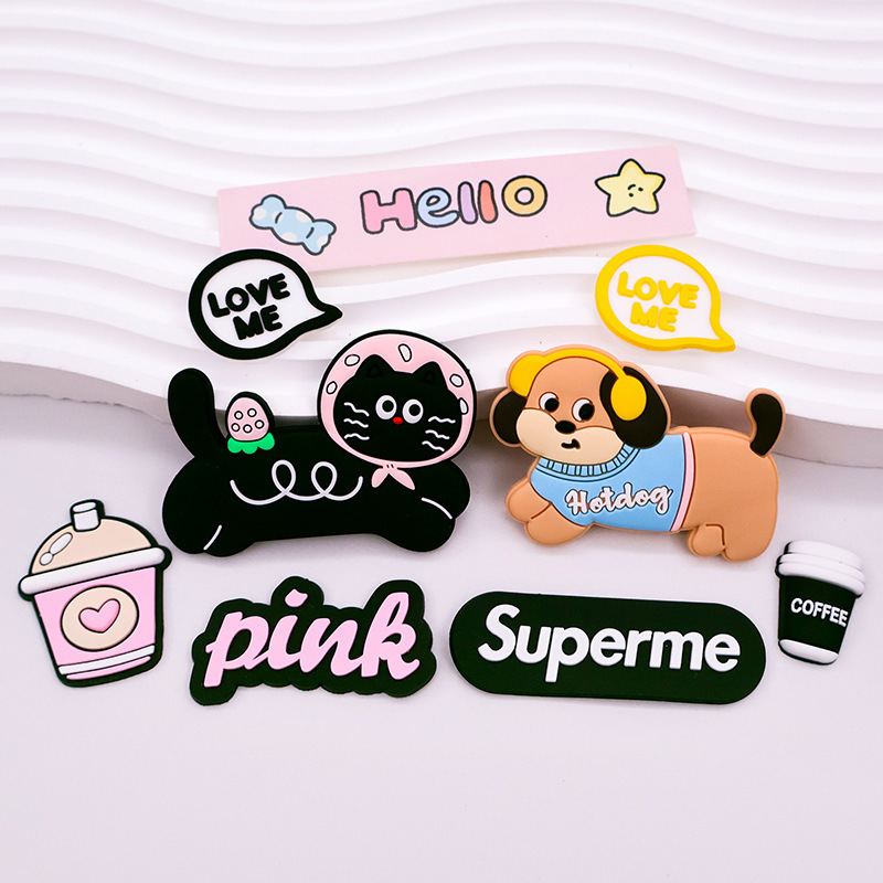イチゴ猫ヘッドフォン犬 PVC 接着剤アクセサリーパッチ diy 携帯電話ケースアクセサリー材料 ipad 下駄スリッパパッチ|undefined
