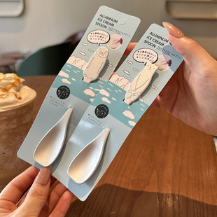 ✅ Very Useful! Summer Spoon] Japanese Coffee Spoon Kidsren's Ice Cream Scoop Cartoon Dessert Spoon Aluminum