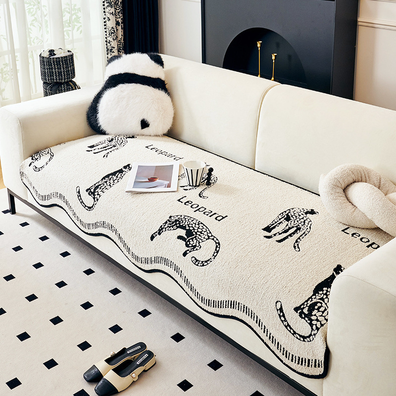 Special-shaped Sofa Cushion Maomao Yarn Thickened Warm 2025 Winter New Straight Row Sofa Cushion Non-slip Anti-cat-scratch Cover Cloth