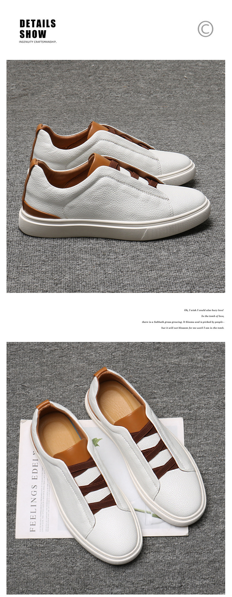 Round head men's board shoes British fashion trend casual sports shoes a slip-on_voghion.com