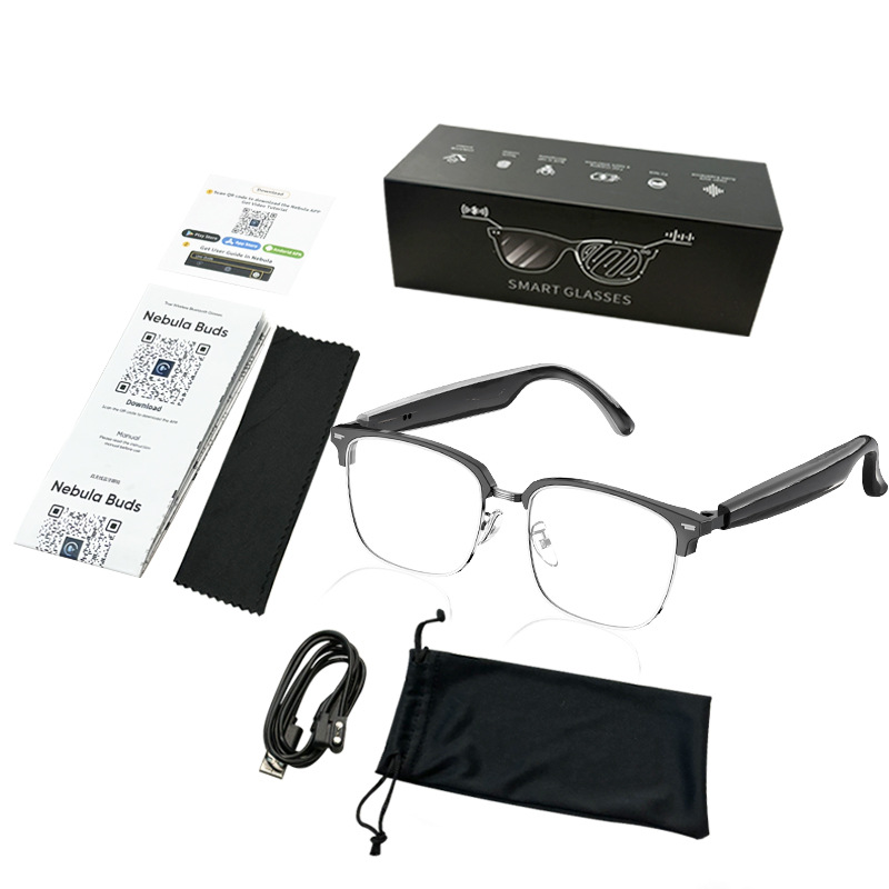 Modern HY-G9 AI Smart Translation Gafas de tecnología negra Traducción de conferencias en tiempo real en 144 idiomas Auriculares inalámbricos