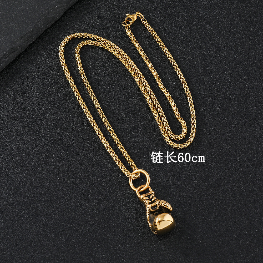 Europeo y americano nuevo fundido titanio acero colgante collar personalizado hombres boxeo guantes fitness deportes Acero inoxidable joyería