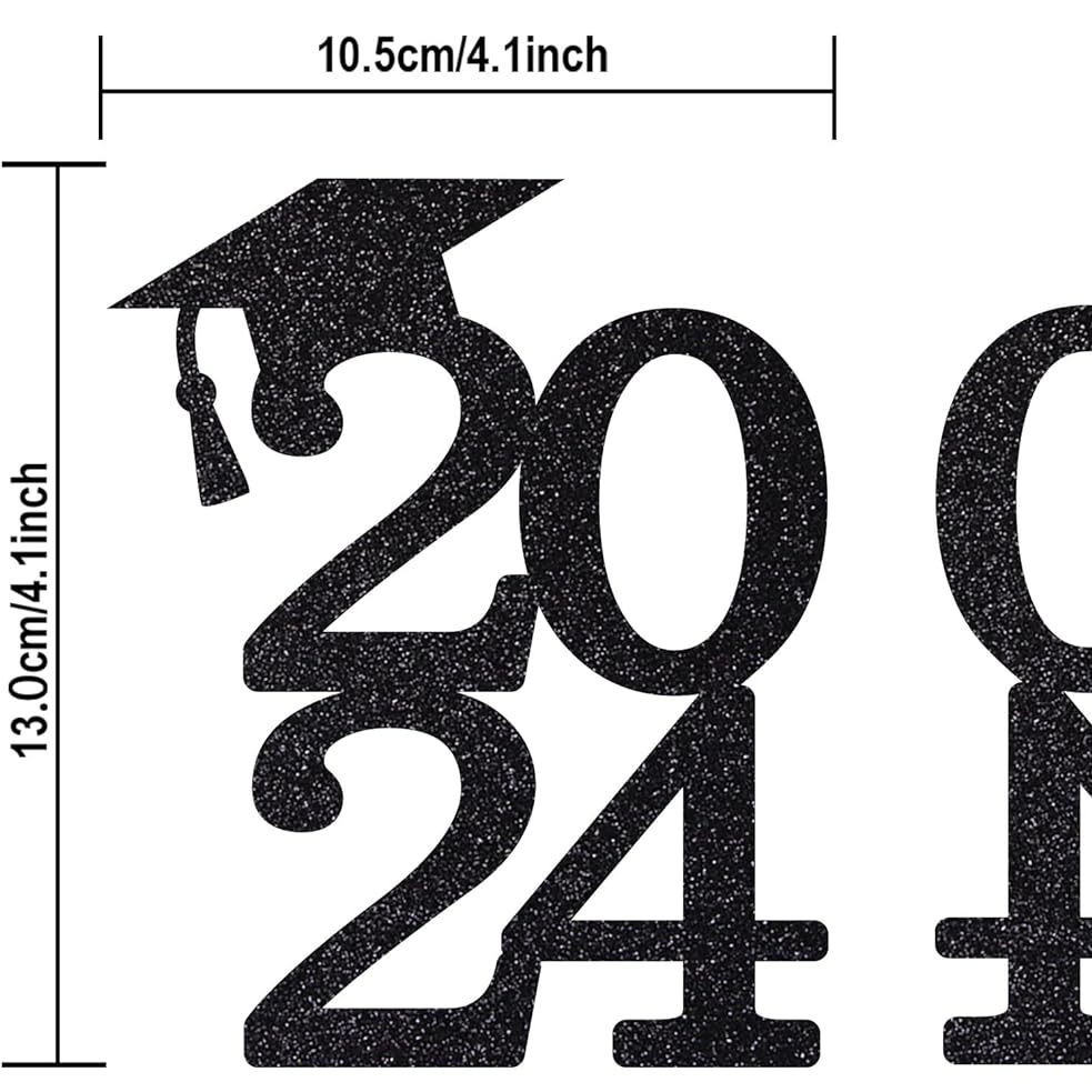 24 piezas de brillo negro cinta de doble cara 2024 decoraciones temporada de graduación suministros de fiesta corte de papel pull bandera transfronteriza Venta caliente