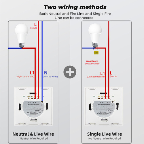 Tuya Smart Home WiFi Touch Wall Switch Light Mobile APP Voice Timing Control 433 Remote Control