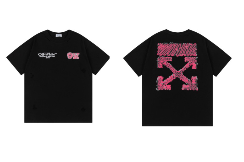 トレンディな漫画落書き油絵矢印半袖男性と女性ルーズカップル OFW 純綿半袖 Tシャツ夏 mk ゼブラ|undefined