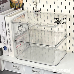 桌面收纳盒透明亚克力杂物办公室卧室宿舍带盖防尘整理盒有盖