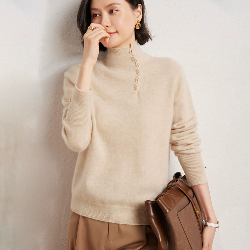 Demi-season base knitted woolen sweater, oversize