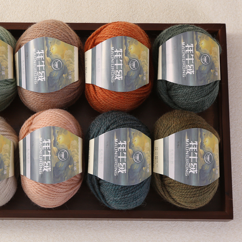 야크 울 울 굵은 울 3 가닥 손으로 짠 중간 두께의 스웨터 코트 울 그룹 스카프 캡 두꺼운 크로 셰 뜨개질