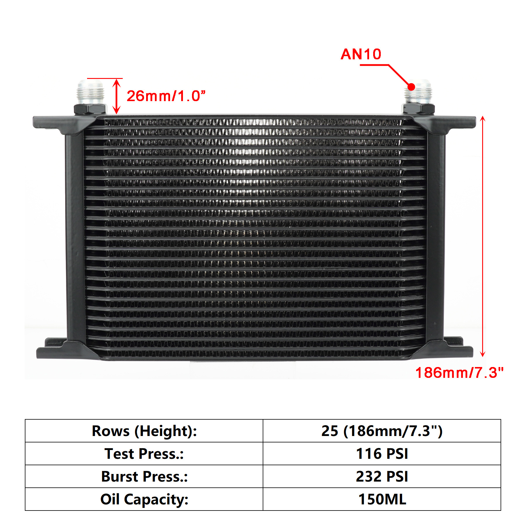 An10 Universal British Oil Cooling Radiator Engine Oil Cooler 7/10/13/16/19/25/30 Rows