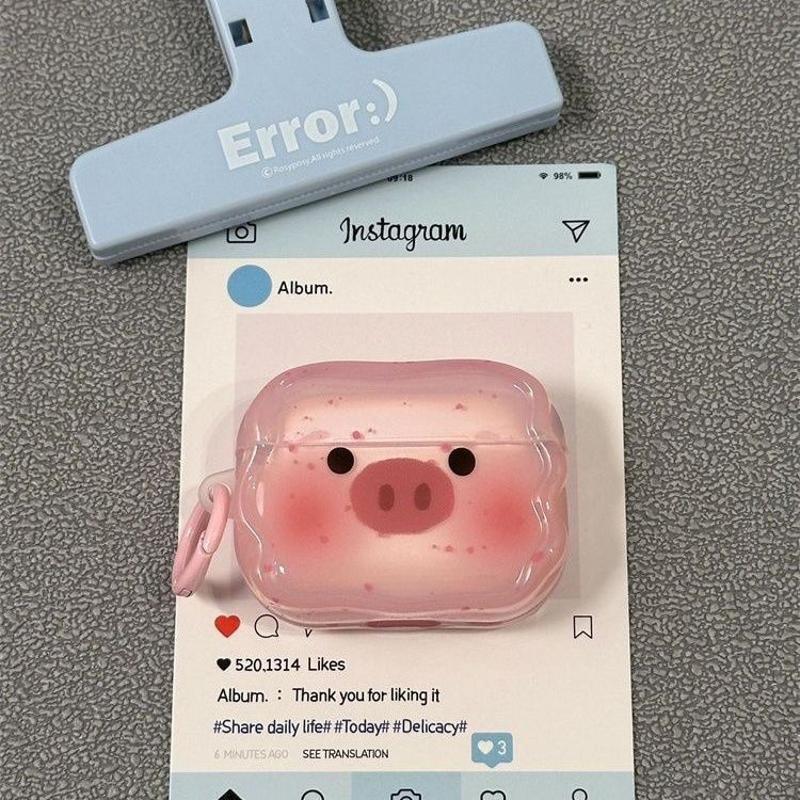 Pink Cute Piggy Bluetooth Protective Case Suitable for AirPods Pro 1St, 2Nd, and 3Rd Generations, and Apple 4Th Generation Earphone Case