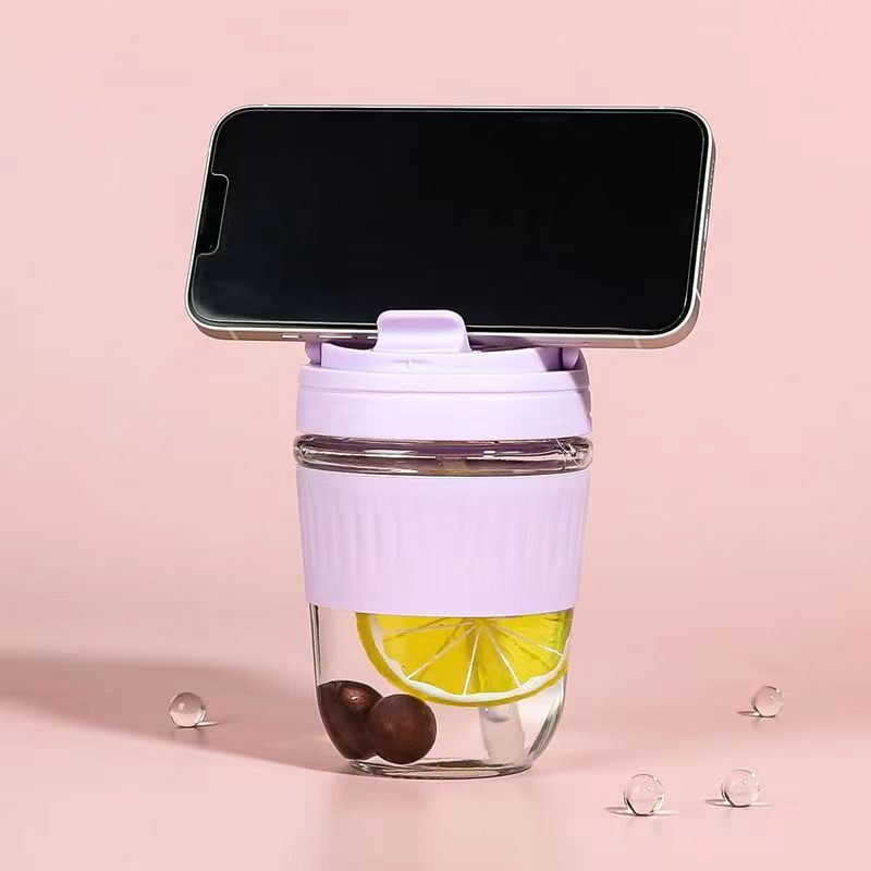 新商品のマカロン色のグラスは携帯してお茶のコップを随行して、手持ちのストローの双飲のコーヒーカップの卸売りの贈り物を持ちます。|undefined