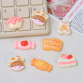 新款甜品小熊创意手工diy奶油胶配饰树脂小配件饰品发夹材料批发