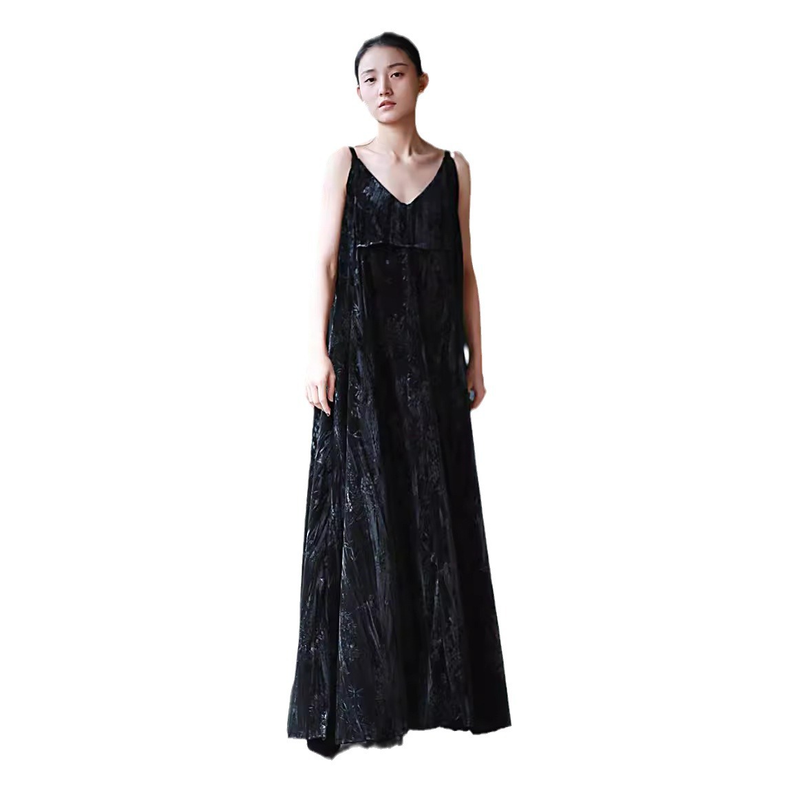 Velvet long slip dress