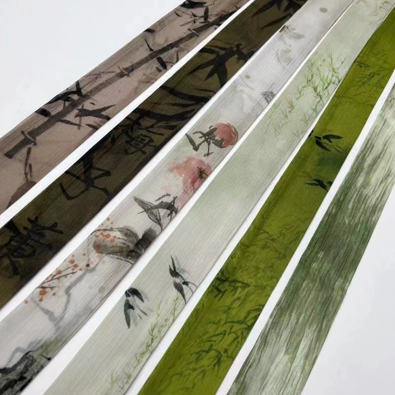 Новый китайский стиль универсальные аксессуары Hanfu древний стиль чернила бамбуковый пояс для волос пейзажная живопись потоковый Пояс китайский стиль супер фея пони хвост повязка на голову для женщин