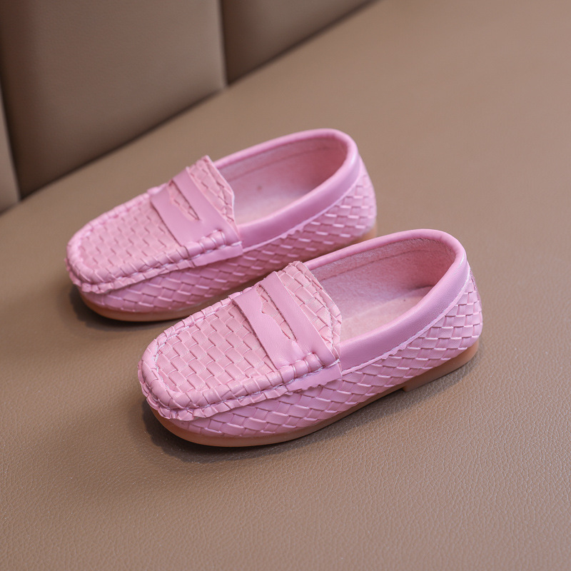 Zapatos de bebé, zapatos de cuero, modelos de primavera y otoño, zapatos para niños, zapatos de guisantes tejidos, niñas de 1-3 años, zapatos para niños coreanos, suela suave y cómoda