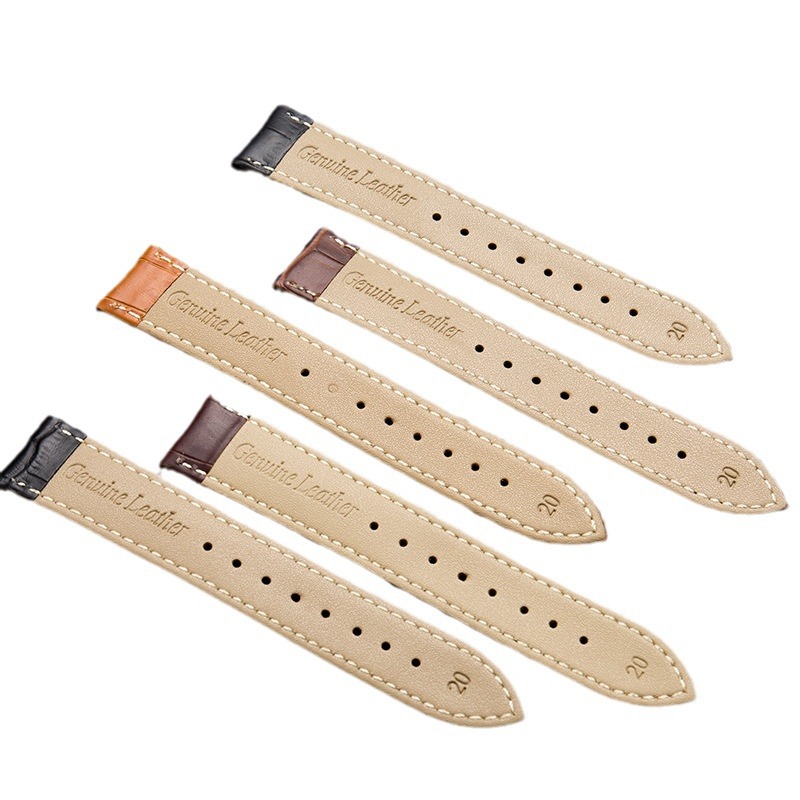 Primera capa correa de cuero genuino en stock al por mayor de alta calidad de piel de becerro hebilla correa de reloj accesorios unisex