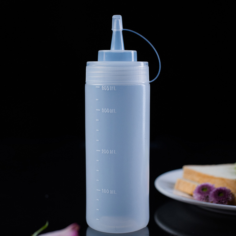 Botella de condimento botella de salsa de ensalada de plástico salsa de tomate botella de exprimido botella de condimento de barbacoa botella de salsa botella de condimento de olla de aceite