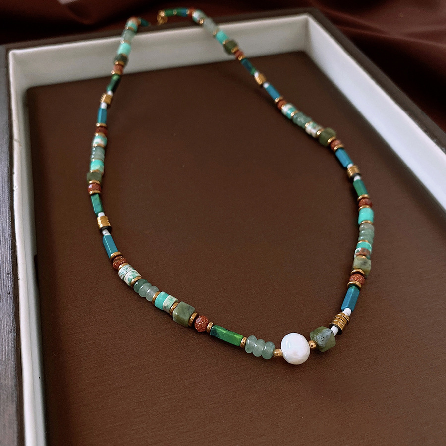 Collar con cuentas de perlas de amor de cristal de plata rota, cadena de clavícula de todo fósforo, collar de moda de color, accesorios nuevos productos al por mayor