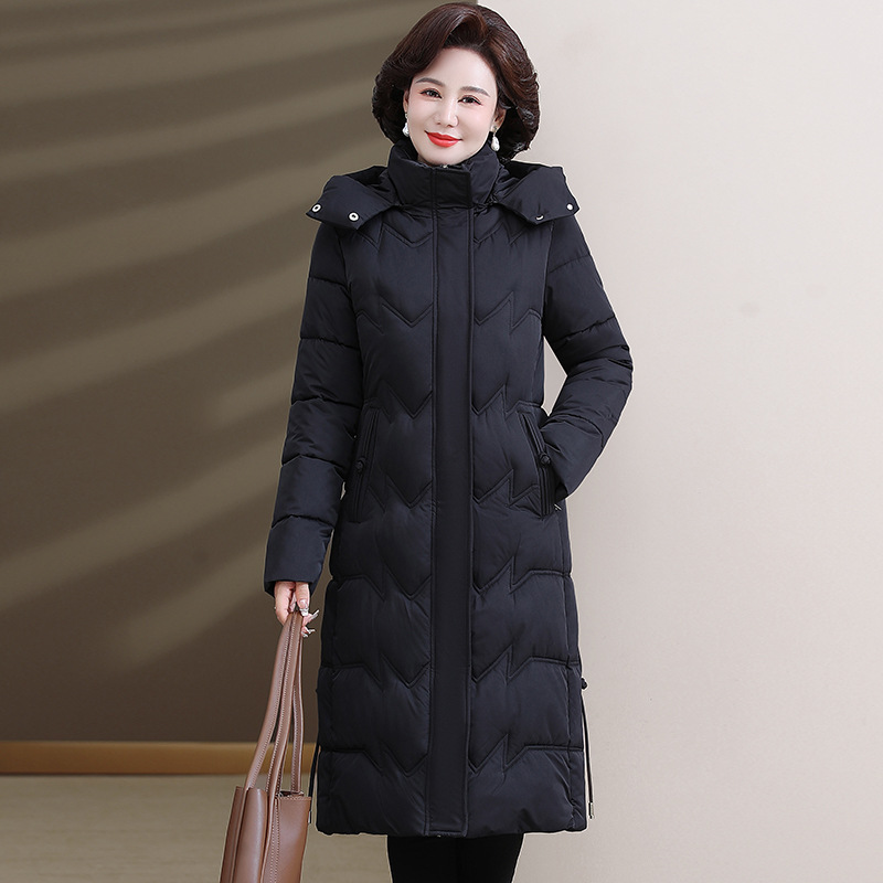 중년 엄마 솜옷 겨울 유럽 상품 대박 중장년 외투 고귀한 기질 허리 걷어 날