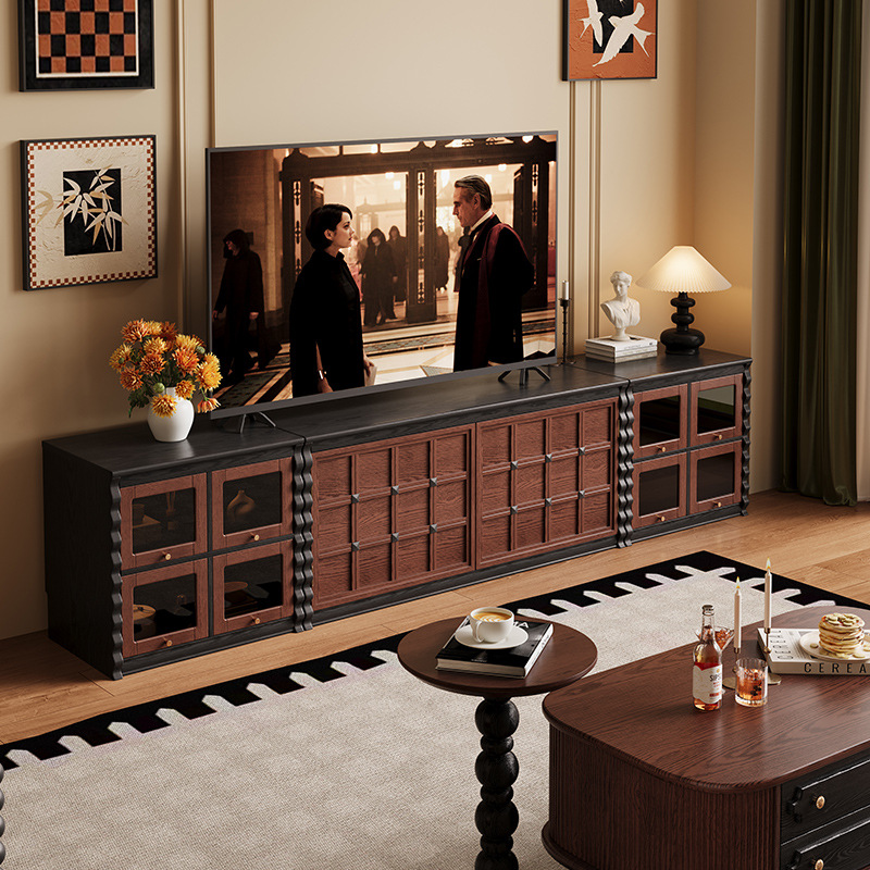 Lu Lin Free Shipping Chess Clever Audio-Visual Cabinet French Vintage Floor-Standing Tv Living Room New Solid Wood Modular Storage Cabinet