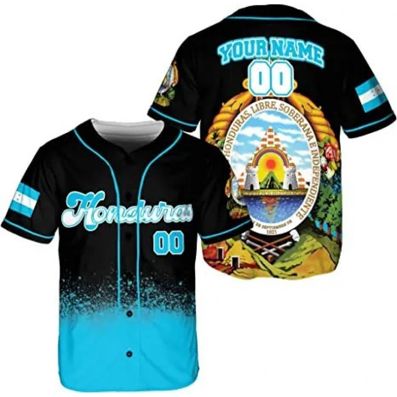 Men's Clothing Summer Men's 3D Printed Baseball Shirt National Flag Jersey Honduras Design Short Sleeve Casual Top For Men_viptrois.com