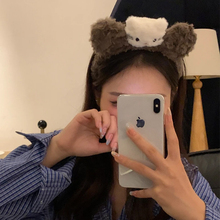 可爱掌门狗发箍卡通毛绒彩色小猫发卡甜美少女心发捆百搭头箍发饰