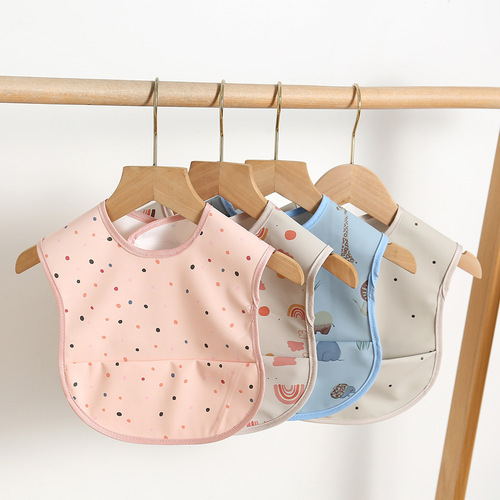 Danish anti-dressing children's waterproof eating bibs super soft PU no-wash bibs waterproof bibs baby food supplement coveralls