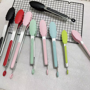 Silicone Food Tongs Barbecue Tongs Stainless Steel Food Tongs 9inch Bread Tongs Steak Tongs Barbecue Buffet Tongs