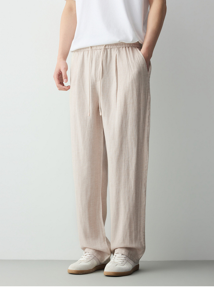 Quần kaki nam công sở chất liệu linen phối sợi Lyocell — đen chi tiết 16