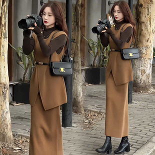 Fashion Dress Set for Women 2025 Spring New Stylish Slimming Vest Base Shirt Skirt Three-Piece Set