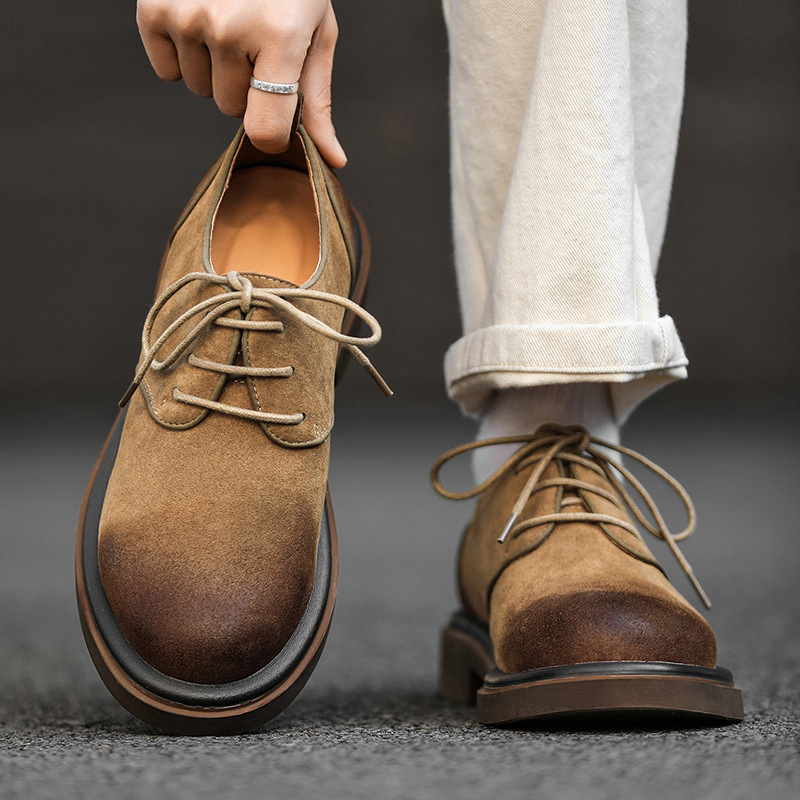 Men's Cow Suede Leather Casual Derby Shoes For Everyday Comfort_voghion.com