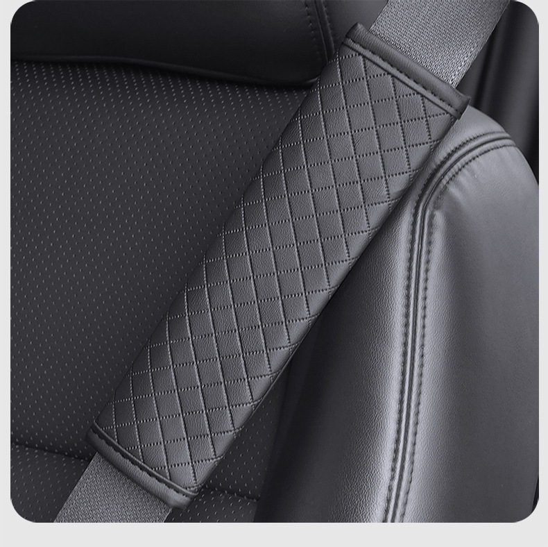 Car Shoulder Pads, Lambskin Plaid Shoulder Pads, Wear-Resistant and Non-Slip Car Shoulder Pads, Car Leather Seat Belt Shoulder Pads