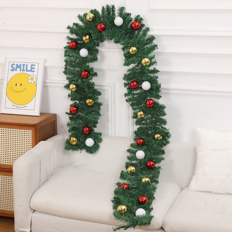 2.7m クリスマス籐グリーンスプレー白装飾ドア階段手すり窓レイアウト小道具メーカー卸売|undefined