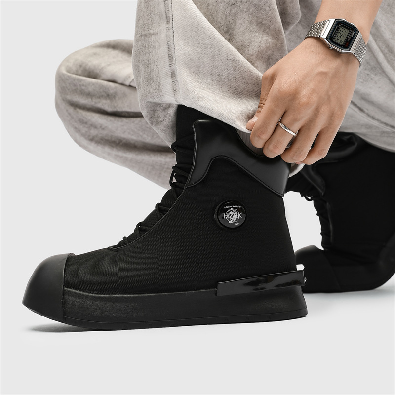 Pantofi sport casual pentru bărbați, cu talpă groasă, din pânză, cu aspect de înălțime, 2025, model nișă, cu design cu cap mare, pentru stradă, model high-end, X227_voghion.com