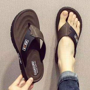 2025 New Summer Flip-Flops Men's Cool Non-Slip Korean Style Flip-Flops Two-Wear Beach Men's Sandals Thick-Soled Outer Wear