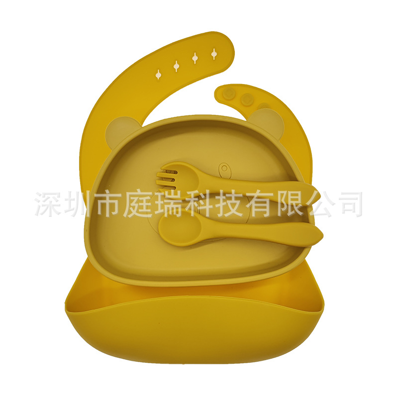 Cúrcuma (Bib + Placa de oso + cuchara de silicona tenedor)