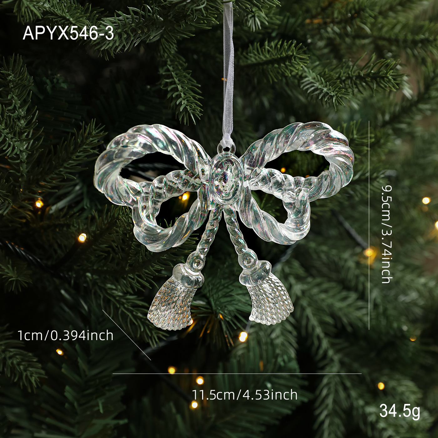 Colgante transparente transfronterizo de color fantasma color brillante árbol de Navidad colgante de plástico acrílico decoración de diseño de escena de diseño de props