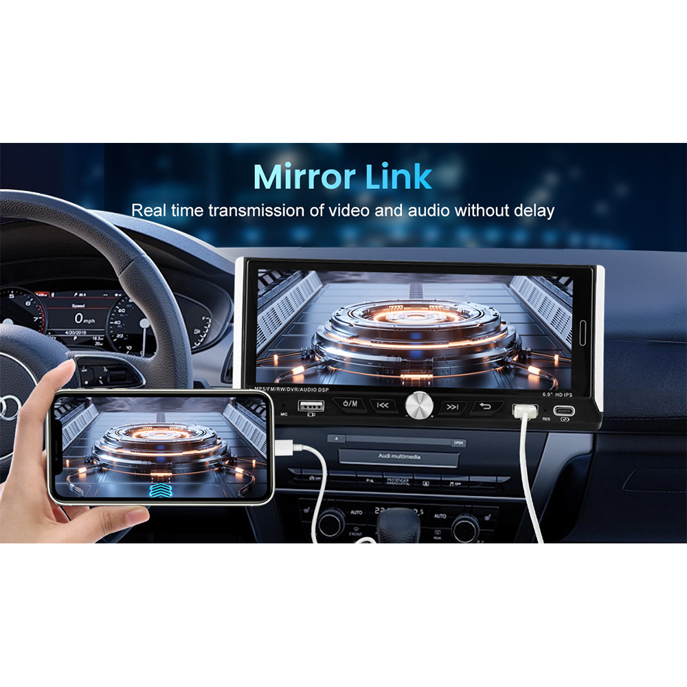 6.9inch Wireless Carplay Single-Core Ips Touch Screen Car Bluetooth Mp5 Player Dual USB Fast Charging 12V