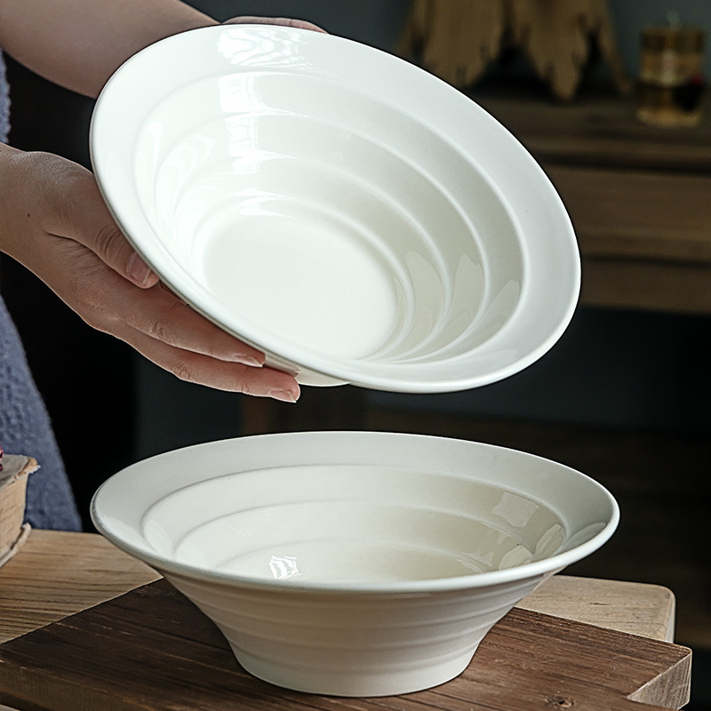 Retro simple color sólido cerámica Douga tazón creativo en relieve cubiertos caseros tazón de ensalada tazón de postre tazón de bocadillos