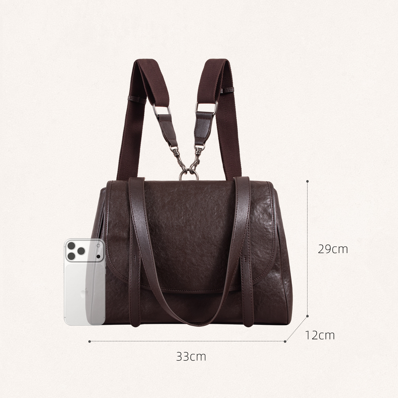 2026 Genuine Leather Korean Style Large Capacity School Backpack Tote Bag For Women, High-End Commuter Underarm Shoulder Bag, Multifunctional - Thumbnail 4