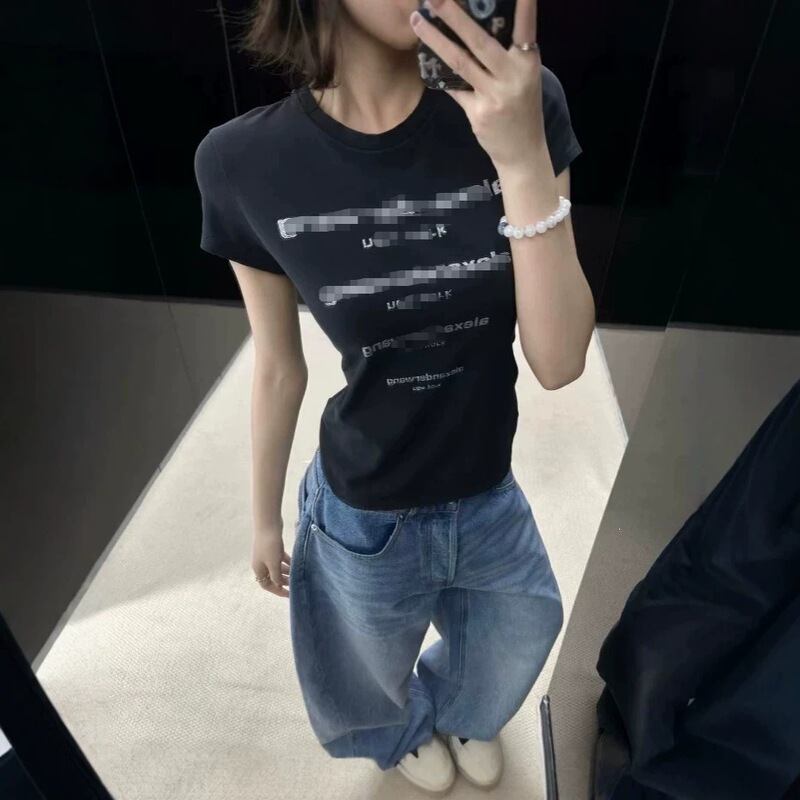 2026 Summer New Rhinestone Letter Short Sleeve T-Shirt for Women, Slim Fit, Round Neck, Cotton, Versatile Short Top 2026 Summer New Rhinestone Letter Short Sleeve T-Shirt for Women, Slim Fit, Round Neck, Cotton, Versatile Short Top