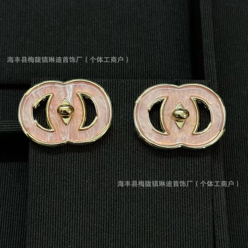 新款香家法式花朵名媛宫廷光面镶钻字母珍珠耳钉耳环耳饰品潮|undefined