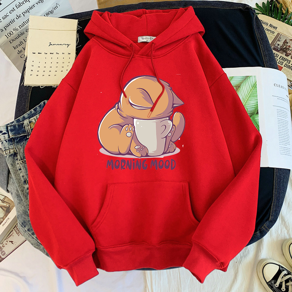 Comercio exterior AliExpress tallas grandes mujeres otoño más terciopelo invierno dibujos animados animales lindos más terciopelo suéter con capucha chaqueta sudadera con capucha