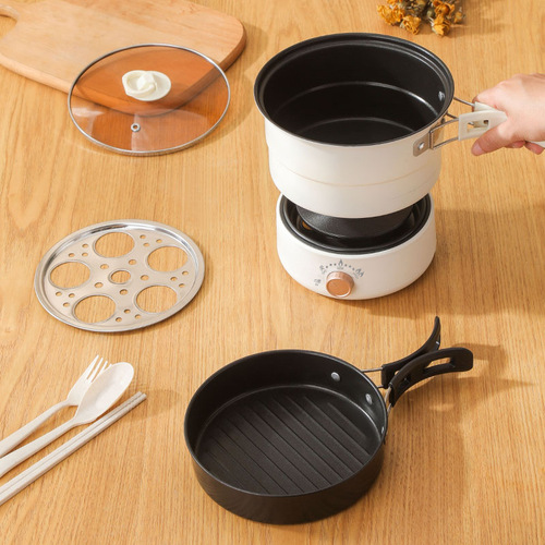 Portable Foldable Electric Stove 110V Multifunctional Stainless Steel Inner Pot Electric Stove Separable Travel Pot