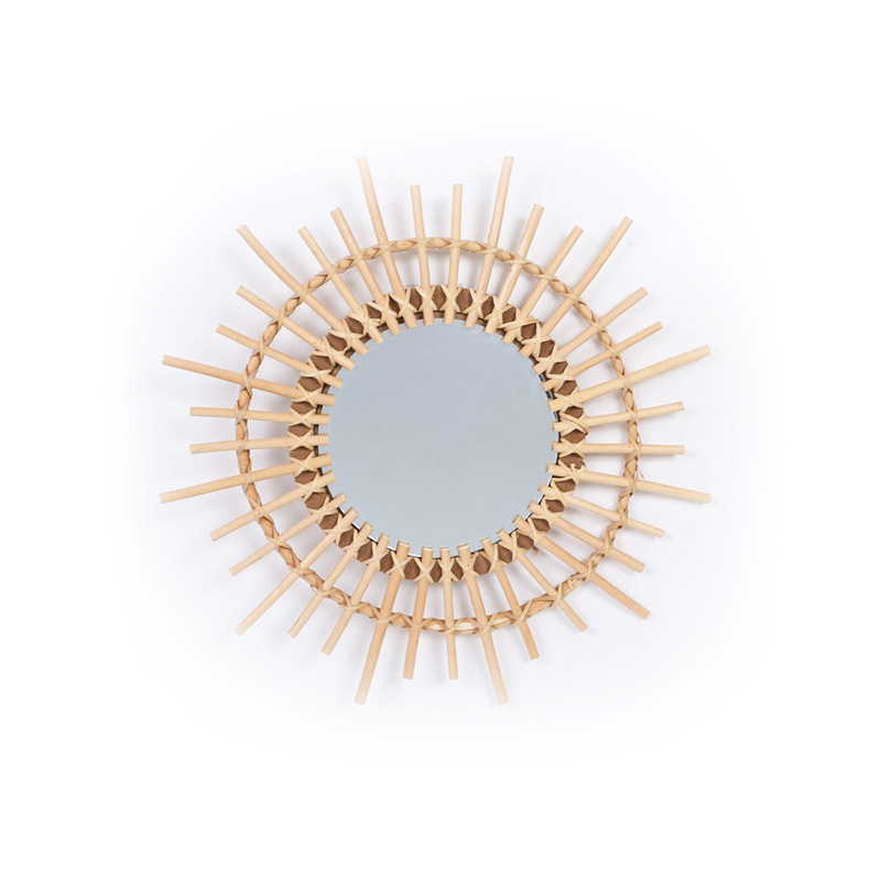 Personalización de sauce sol modelado ins espejo de maquillaje características creativas hechas a mano residencial hotel pared espejo decorativo de caña