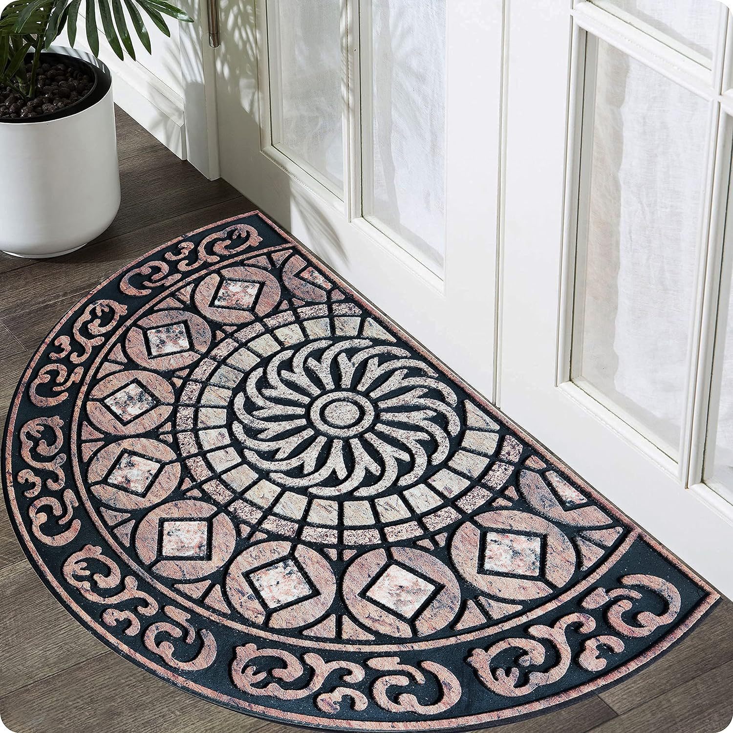 Tapete semicircular de diatomita, estilo americano, para entrada de casa, resistente à sujeira, fácil de limpar, absorvente e_voghion.com