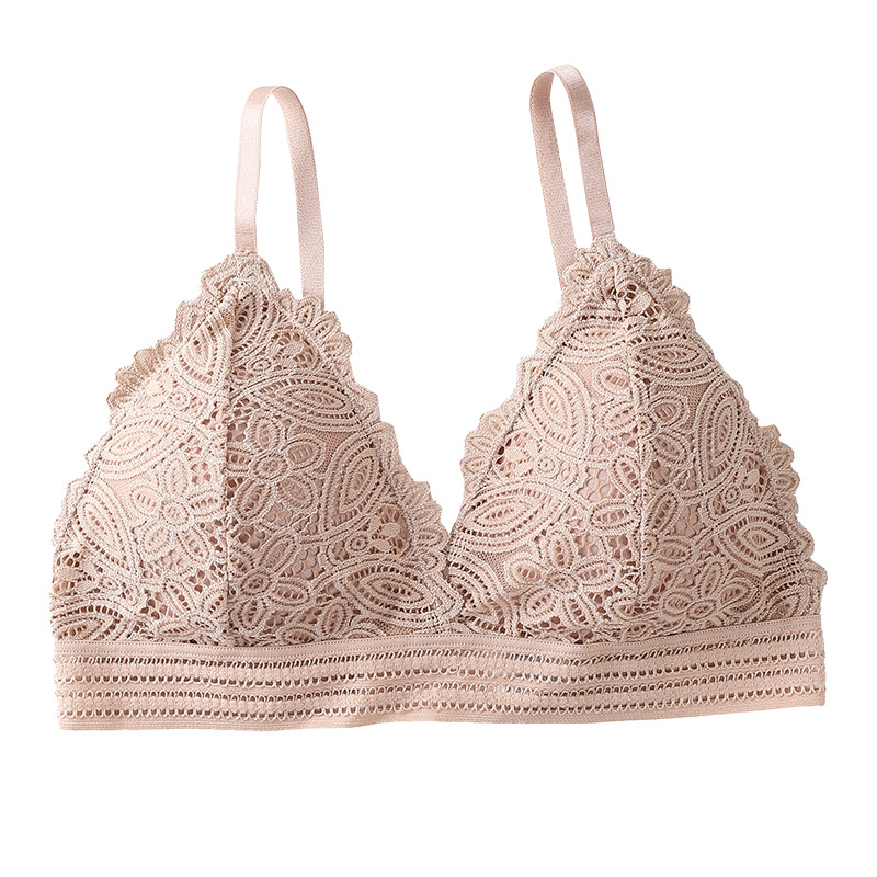 Triángulo francés taza sujetador de las mujeres otoño sexy encaje belleza espalda inalámbrico ropa interior de las mujeres en stock al por mayor image 7
