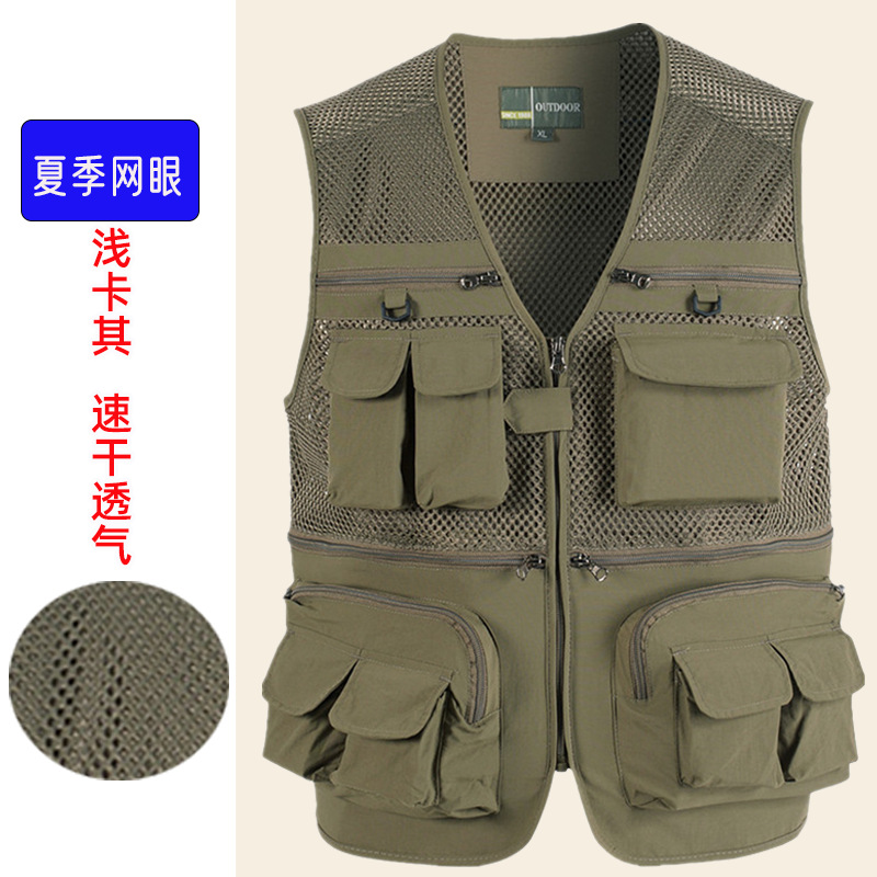 Chaleco fino de verano de gran tamaño transfronterizo de secado rápido al aire libre multibolsillos fotógrafo reportero pesca ocio chaleco herramientas nuevo