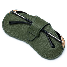 便携真皮荔枝纹眼镜包 文艺简约太阳镜收纳包男女近视镜收纳袋