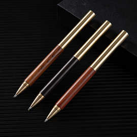 复古檀木黄铜签字笔可雕刻logo两用永恒铅笔中性笔木质黑科技铅笔